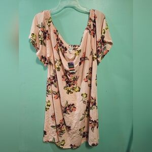 Pink Floral Off Shoulder Dress